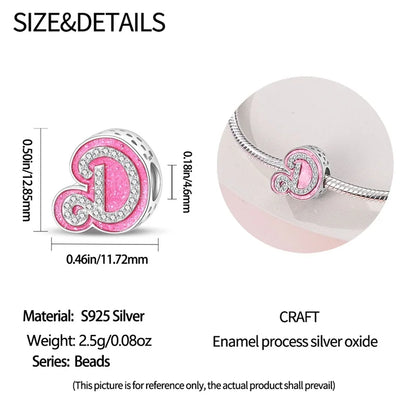 Romantic Pink 26 Letters DIY Love Charms Beads Original Bracelet Fine DIY Jewelry 925 Sterling Silver 912349723-L100S