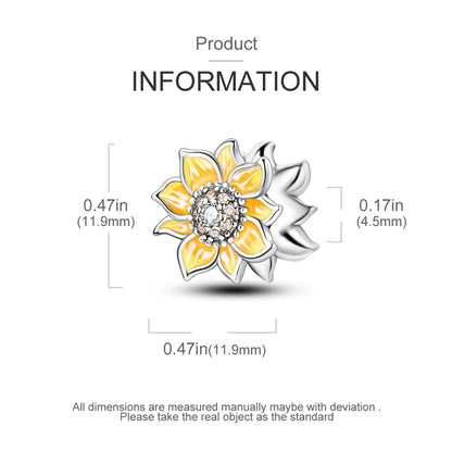 Golden Sunflowers Heart Charms Beads 925 Sterling Silver ﻿Original Bracelets Luxury Party DIY Jewelry 912349723-100S
