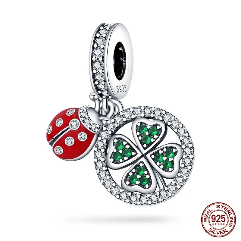 Lucky Four Leaf Clover Series Charms Beads  Original Bracelet Fine DIY Jewelry 925 Sterling Silver 912349723-500S
