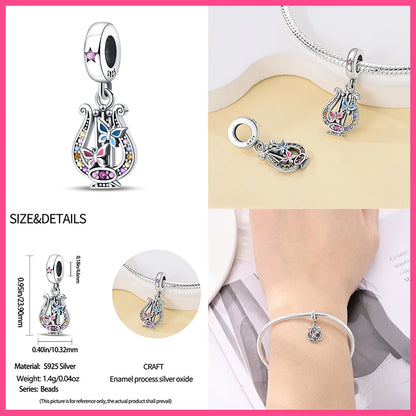 Fashion 925 Sterling Silver Music Series Charms Beads  Original Bracelet Fine DIY Jewelry 912349723-C