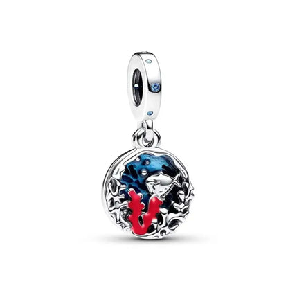 NEW Murano Glass Pink and Blue Sea Turtle Charm Fish Bead  Original Bracelet Fine DIY Jewelry 925 Sterling Silver 912349723-800S