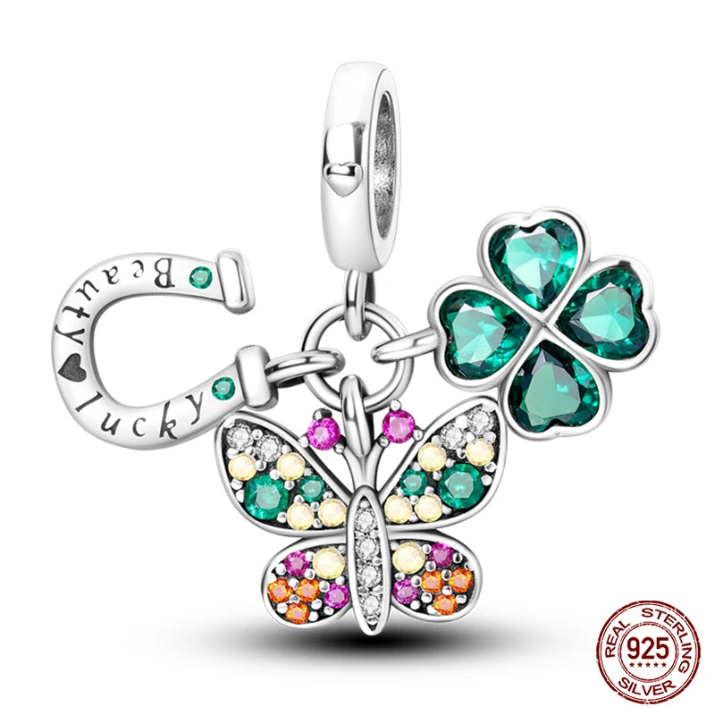 Lucky Four Leaf Clover Series Charms Beads  Original Bracelet Fine DIY Jewelry 925 Sterling Silver 912349723-500S