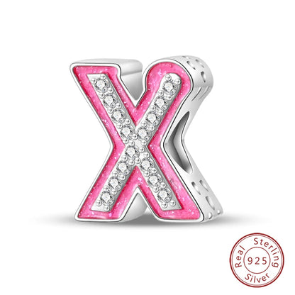 Romantic Pink 26 Letters DIY Love Charms Beads Original Bracelet Fine DIY Jewelry 925 Sterling Silver 912349723-L100S