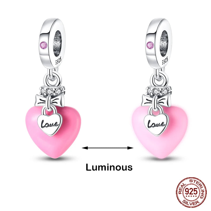 Glow in the dark  Firefly Honeybee Star  925 Silver Charms Beads  Original Bracelets Fine DIY Jewelry 912349723-200S