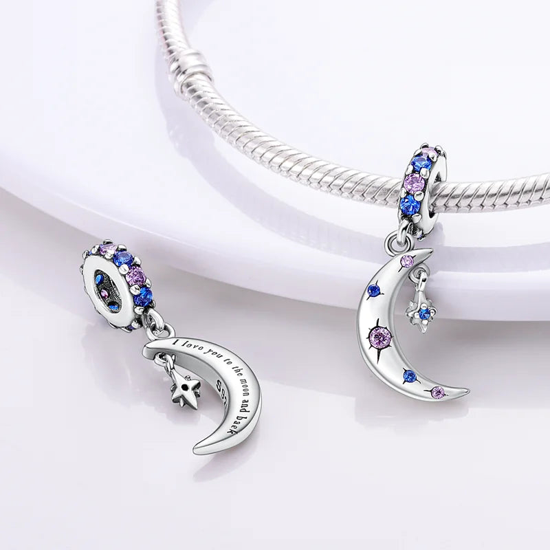 Shining Colorful Heart Charms Beads  Original 925Silver Bracelet Exquisite DIY Jewelry Gift 912349723-300S