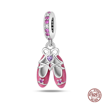 Fashion Pink Princess Skirt Bag Lipstick Charms Beads Original Bracelet Fine DIY Jewelry 925 Sterling Silver 912349723-900S