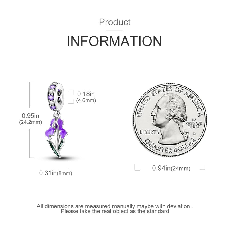 100%Silver Purple Color Series Charms Beads Original Bracelets DIY Jewelry 912349723-C