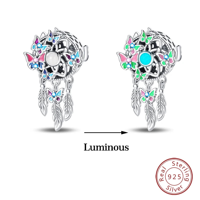 Glow in the dark  Firefly Honeybee Star  925 Silver Charms Beads  Original Bracelets Fine DIY Jewelry 912349723-200S