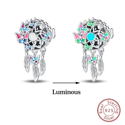 Glow in the dark  Firefly Honeybee Star  925 Silver Charms Beads  Original Bracelets Fine DIY Jewelry 912349723-200S