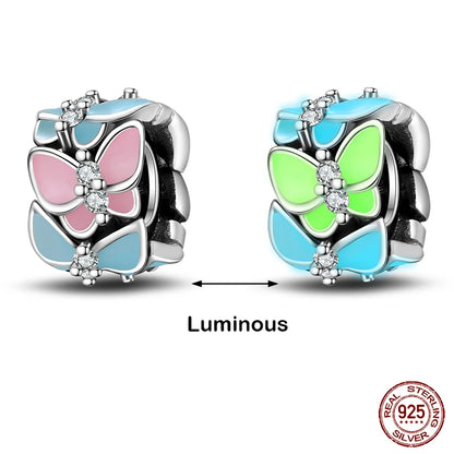 Glow in the dark  Firefly Honeybee Star  925 Silver Charms Beads  Original Bracelets Fine DIY Jewelry 912349723-200S