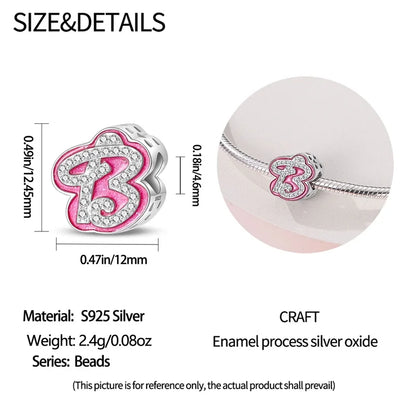 Romantic Pink 26 Letters DIY Love Charms Beads Original Bracelet Fine DIY Jewelry 925 Sterling Silver 912349723-L100S