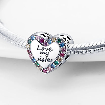 Shining Colorful Heart Charms Beads  Original 925Silver Bracelet Exquisite DIY Jewelry Gift 912349723-300S