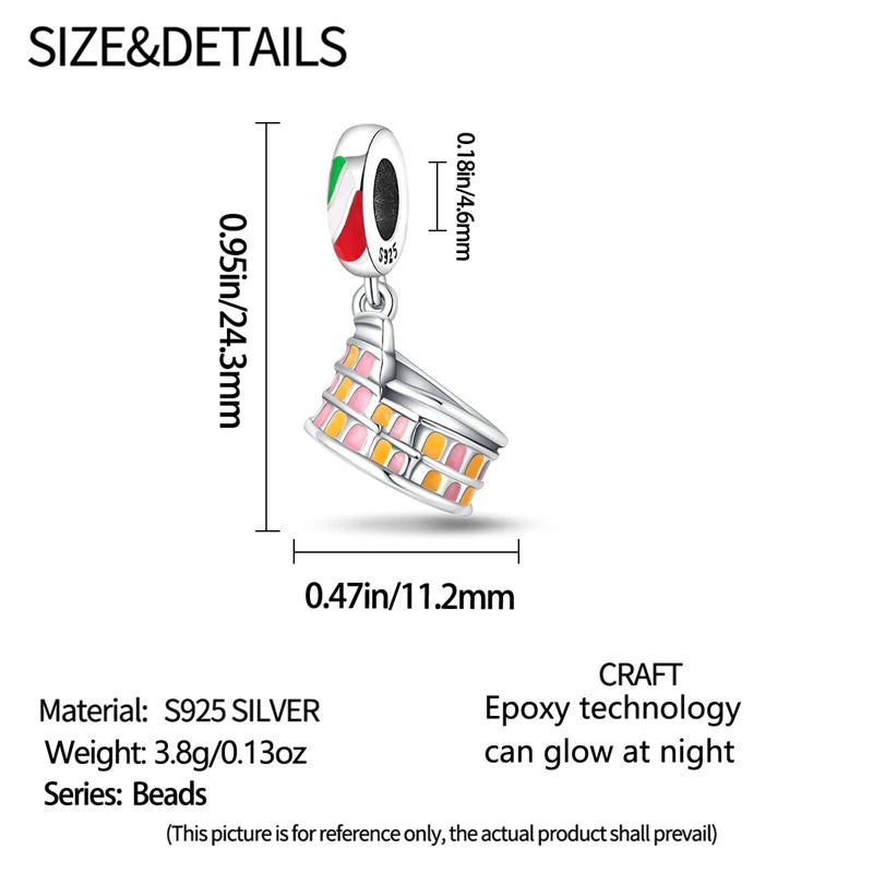 Original Design Charms Famous Attractions series pendant 925 Sliver Bracelet bead DIY Jewelry Gifts 912349723-C