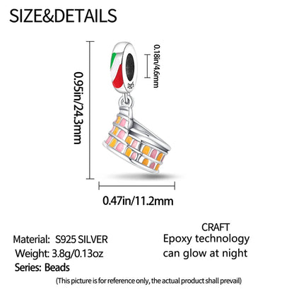 Original Design Charms Famous Attractions series pendant 925 Sliver Bracelet bead DIY Jewelry Gifts 912349723-C