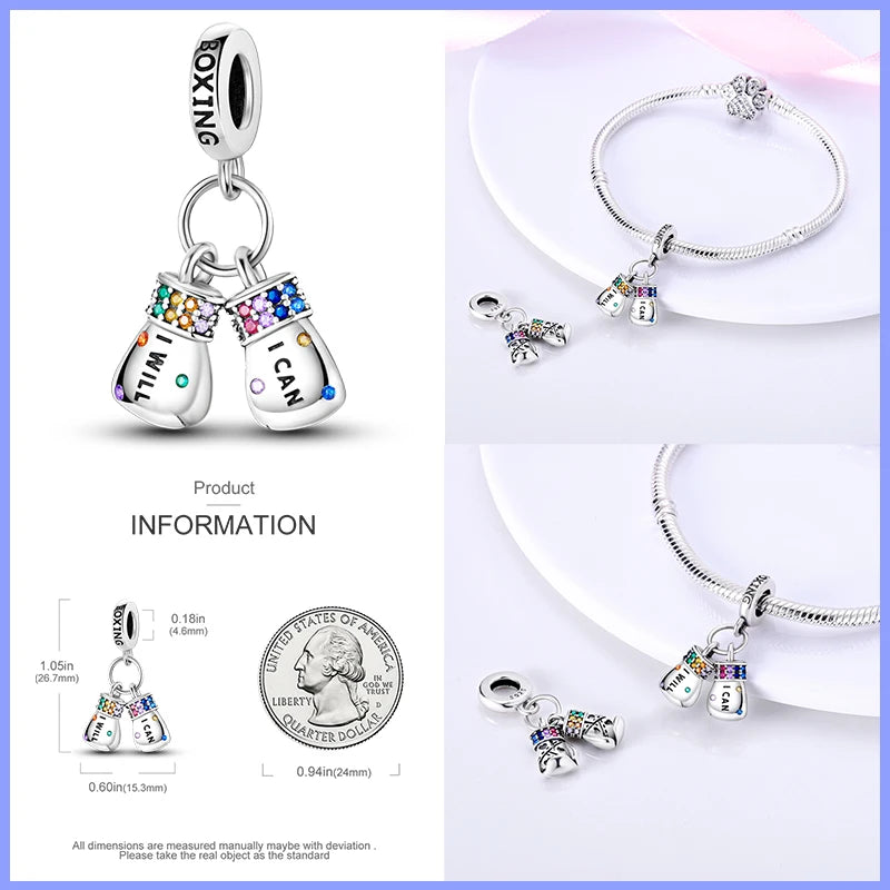 Shining Colorful Heart Charms Beads  Original 925Silver Bracelet Exquisite DIY Jewelry Gift 912349723-300S