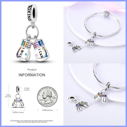 Shining Colorful Heart Charms Beads  Original 925Silver Bracelet Exquisite DIY Jewelry Gift 912349723-300S