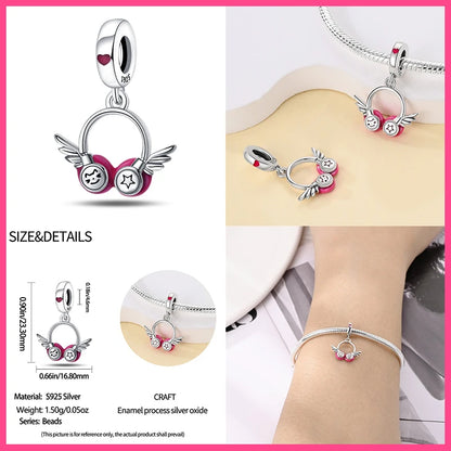 Fashion 925 Sterling Silver Music Series Charms Beads  Original Bracelet Fine DIY Jewelry 912349723-C