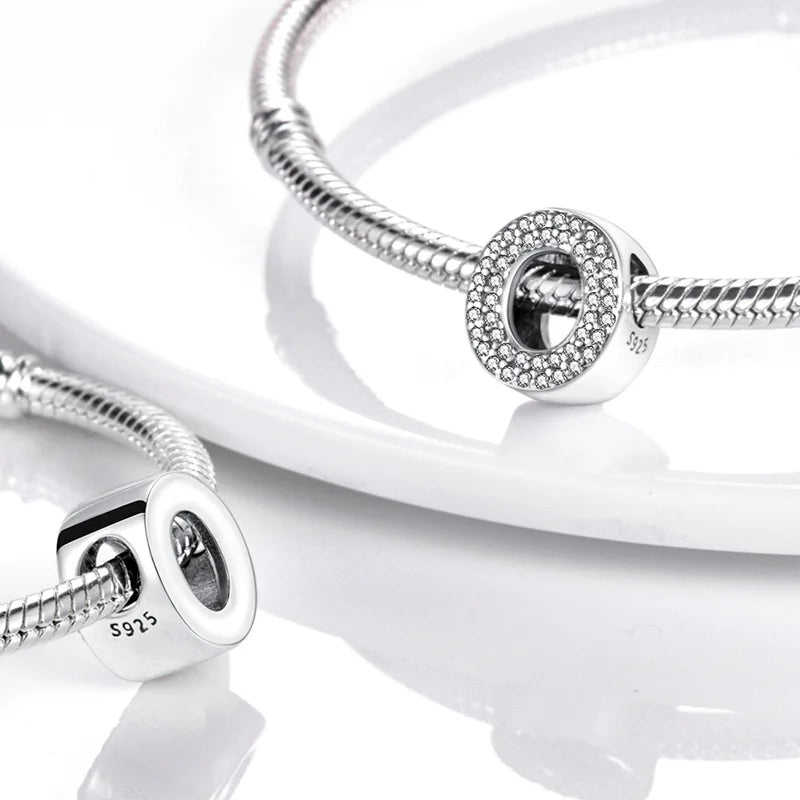 Romantic Shine 26 Letters DIY Love Charms Beads Original Bracelet Fine DIY Jewelry 925 Sterling Silver 912349723-L200S