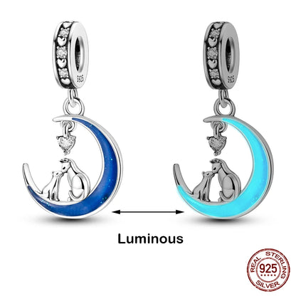 Glow in the dark  Firefly Honeybee Star  925 Silver Charms Beads  Original Bracelets Fine DIY Jewelry 912349723-200S