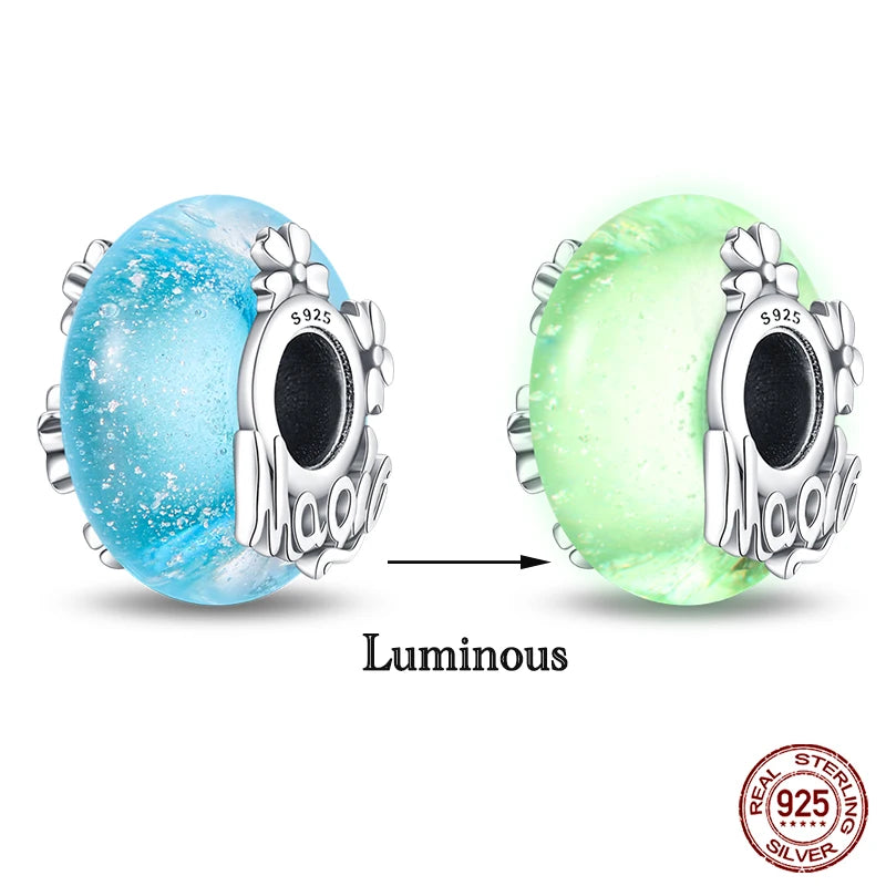 Glow in the dark  Firefly Honeybee Star  925 Silver Charms Beads  Original Bracelets Fine DIY Jewelry 912349723-200S