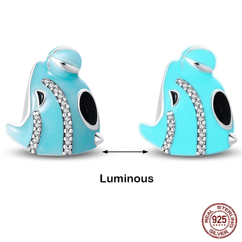 Glow in the dark  Firefly Honeybee Star  925 Silver Charms Beads  Original Bracelets Fine DIY Jewelry 912349723-200S