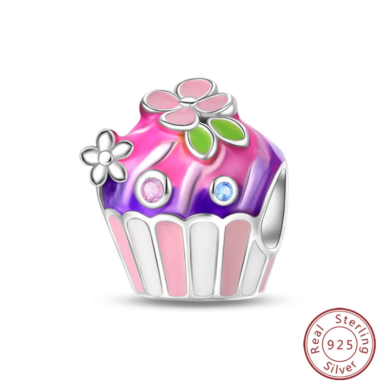 100%Silver Purple Color Series Charms Beads Original Bracelets DIY Jewelry 912349723-C