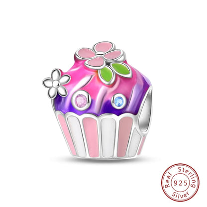 100%Silver Purple Color Series Charms Beads Original Bracelets DIY Jewelry 912349723-C