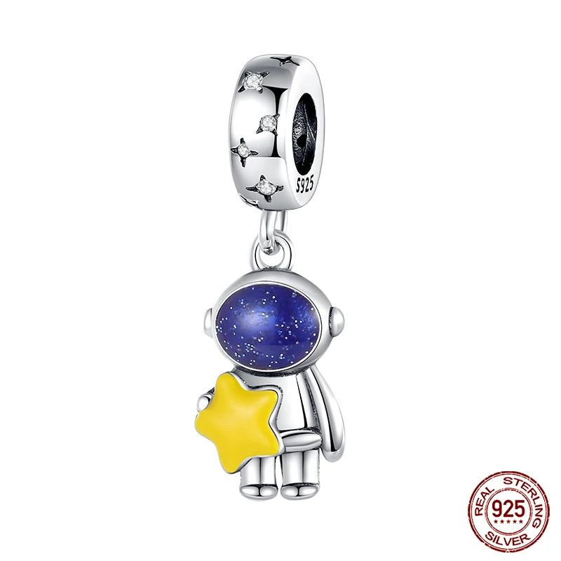 Fashion Bee Astronaut Eiffel Tower 925Silver Charms Beads  Original Bracelet Fine DIY Jewelry 912349723-400S