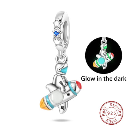 Fashion Bee Astronaut Eiffel Tower 925Silver Charms Beads  Original Bracelet Fine DIY Jewelry 912349723-400S