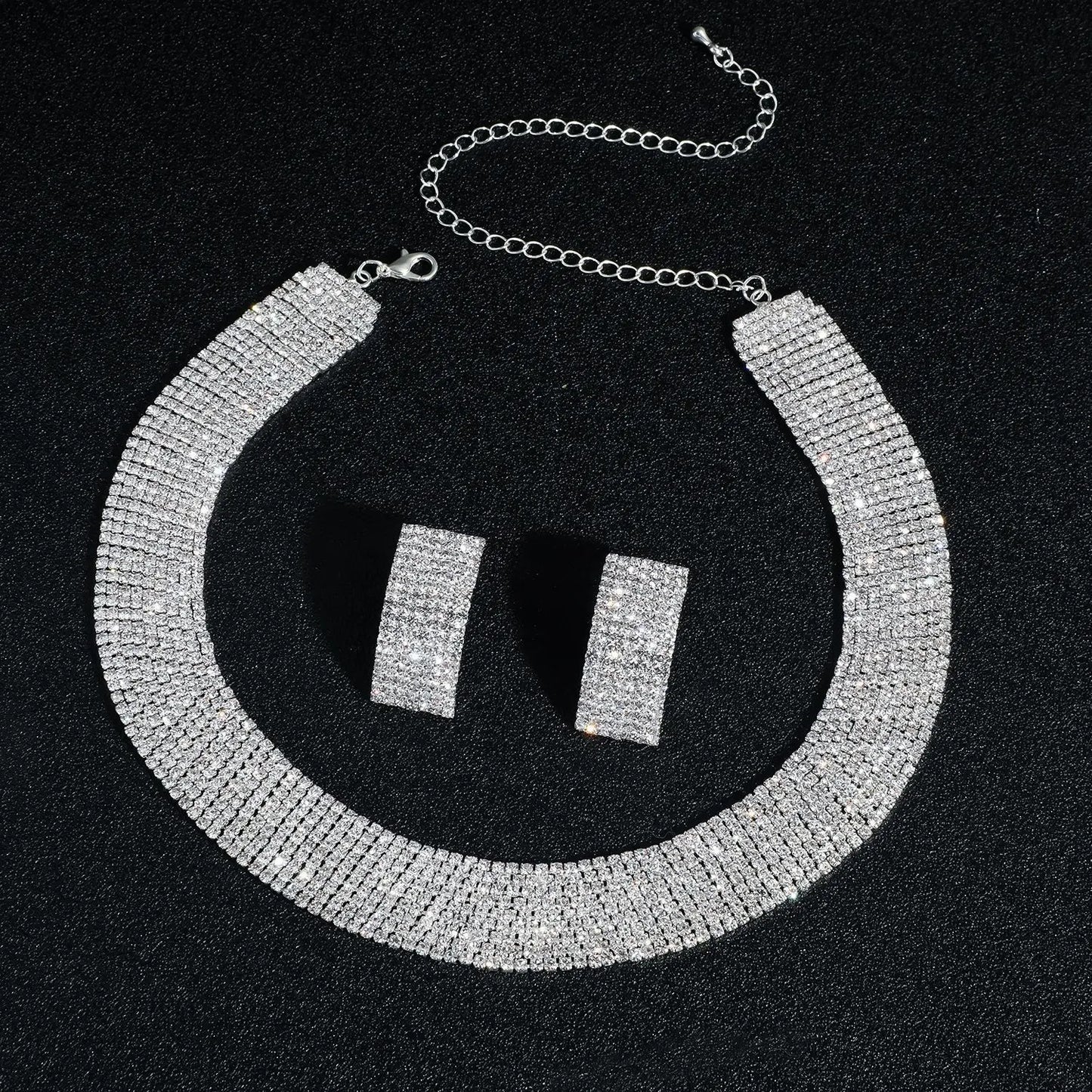 Rhinestone Earrings Necklace 3Pcs Jewelry Set ZT4000S