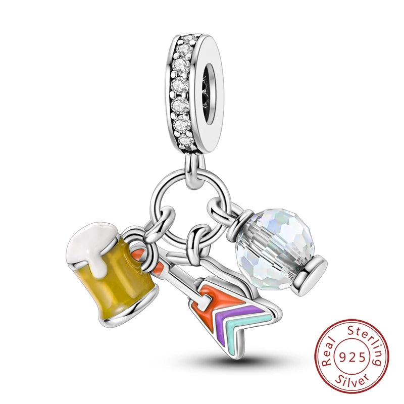 Original Design Charms Colorful fruit beverage series pendant 925 Sliver Bracelet bead DIY Jewelry Gifts 912349723-KJC1230