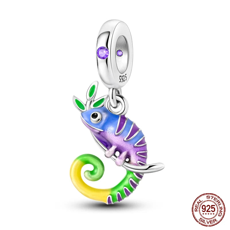 100%Silver Purple Color Series Charms Beads Original Bracelets DIY Jewelry 912349723-C