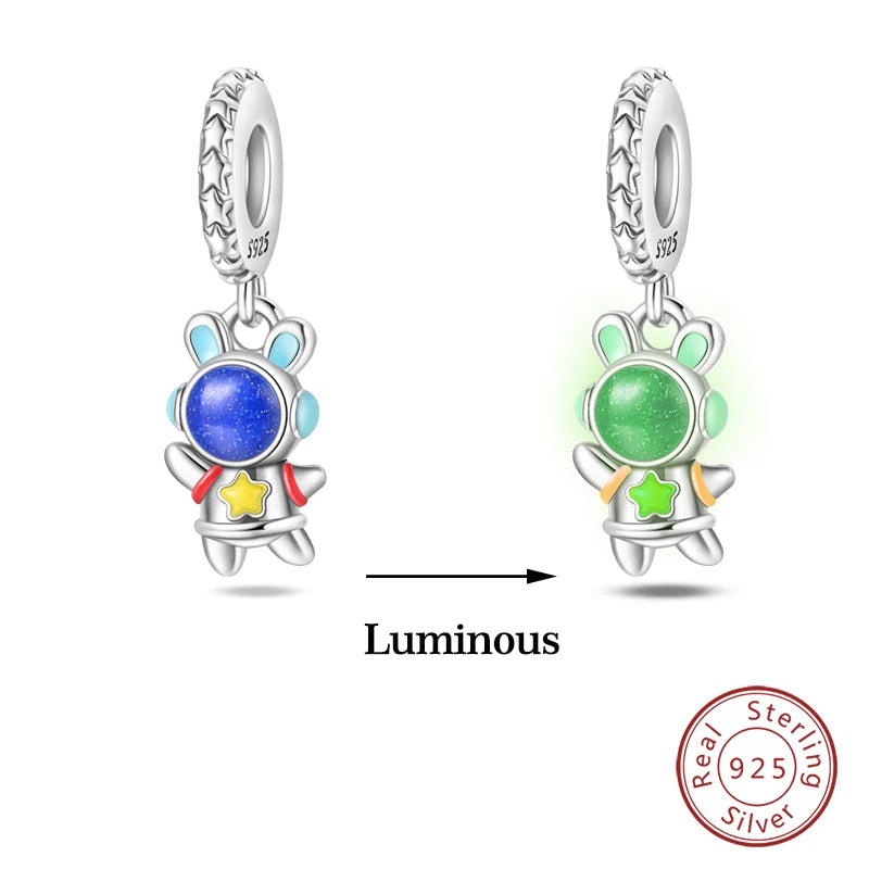 Glow in the dark  Firefly Honeybee Star  925 Silver Charms Beads  Original Bracelets Fine DIY Jewelry 912349723-200S