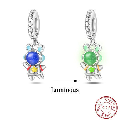 Glow in the dark  Firefly Honeybee Star  925 Silver Charms Beads  Original Bracelets Fine DIY Jewelry 912349723-200S