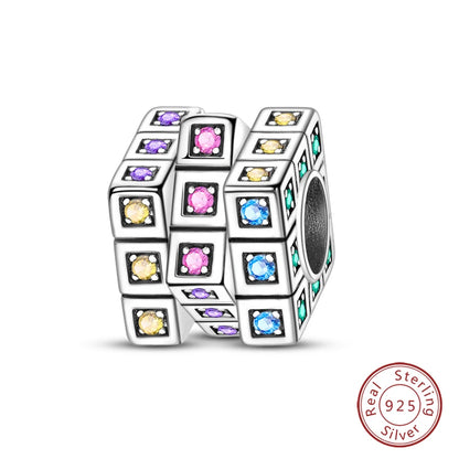 Shining Colorful Heart Charms Beads  Original 925Silver Bracelet Exquisite DIY Jewelry Gift 912349723-300S