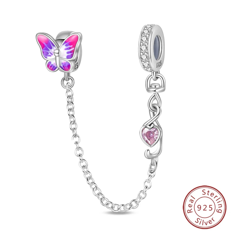 100%Silver Purple Color Series Charms Beads Original Bracelets DIY Jewelry 912349723-C