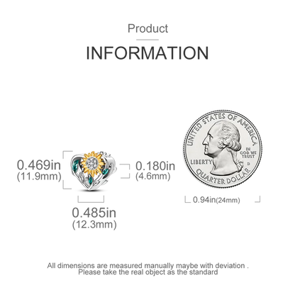 Golden Sunflowers Heart Charms Beads 925 Sterling Silver ﻿Original Bracelets Luxury Party DIY Jewelry 912349723-100S