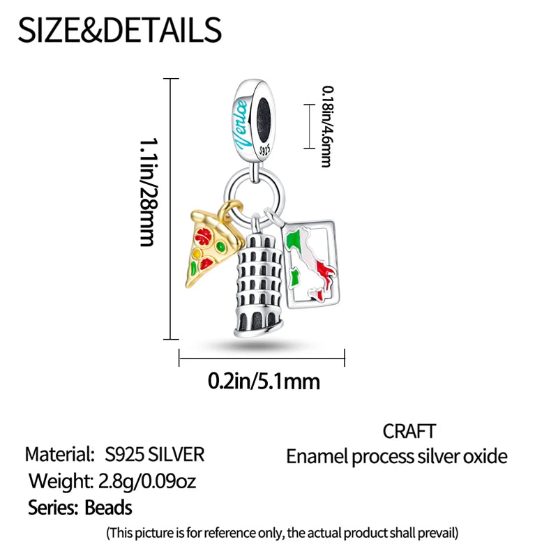 Original Design Charms Famous Attractions series pendant 925 Sliver Bracelet bead DIY Jewelry Gifts 912349723-C