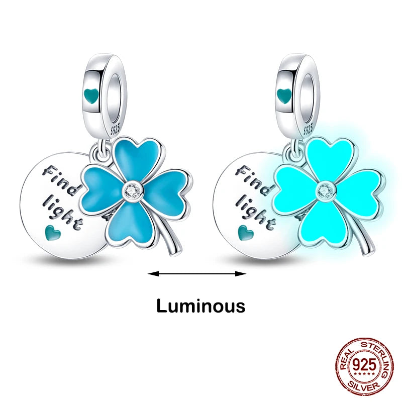 Glow in the dark  Firefly Honeybee Star  925 Silver Charms Beads  Original Bracelets Fine DIY Jewelry 912349723-200S