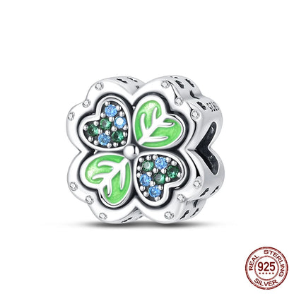 Lucky Four Leaf Clover Series Charms Beads  Original Bracelet Fine DIY Jewelry 925 Sterling Silver 912349723-500S