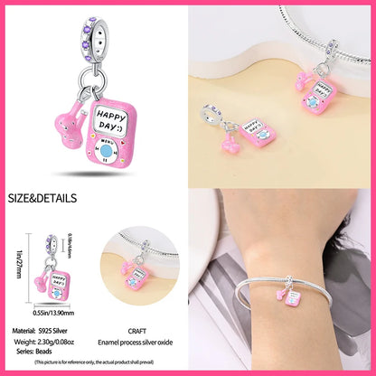 Fashion 925 Sterling Silver Music Series Charms Beads  Original Bracelet Fine DIY Jewelry 912349723-C