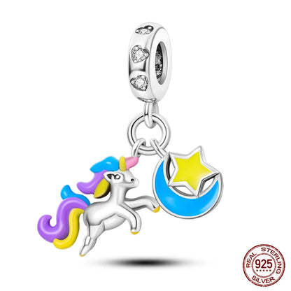 100%Silver Purple Color Series Charms Beads Original Bracelets DIY Jewelry 912349723-C