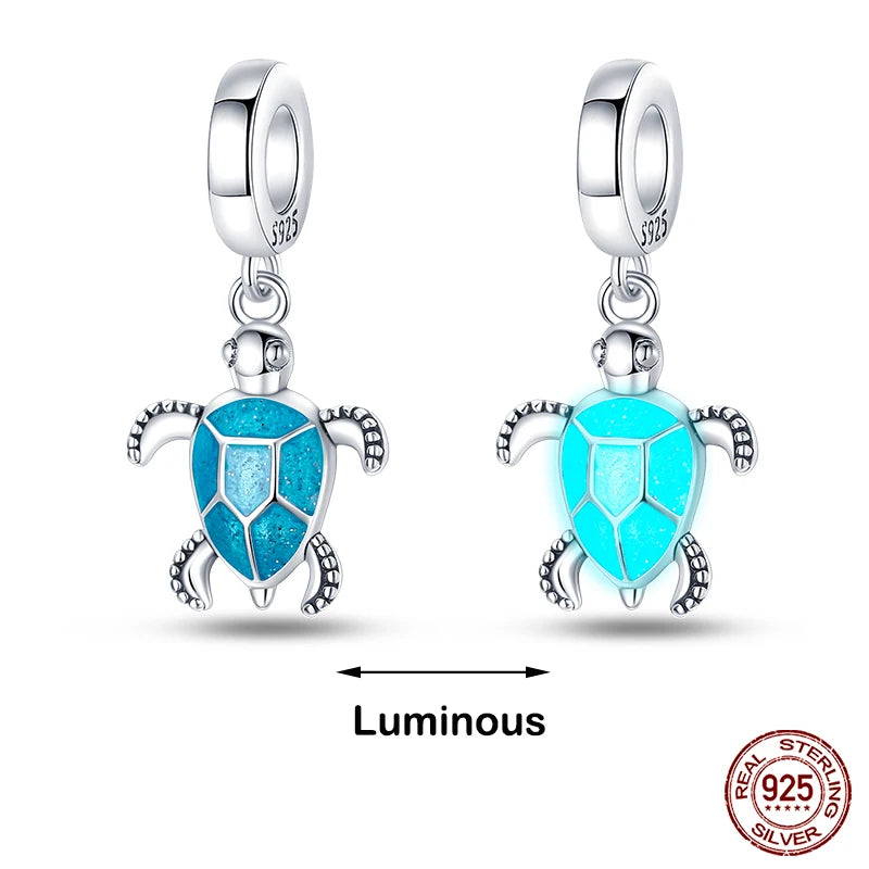 Glow in the dark  Firefly Honeybee Star  925 Silver Charms Beads  Original Bracelets Fine DIY Jewelry 912349723-200S