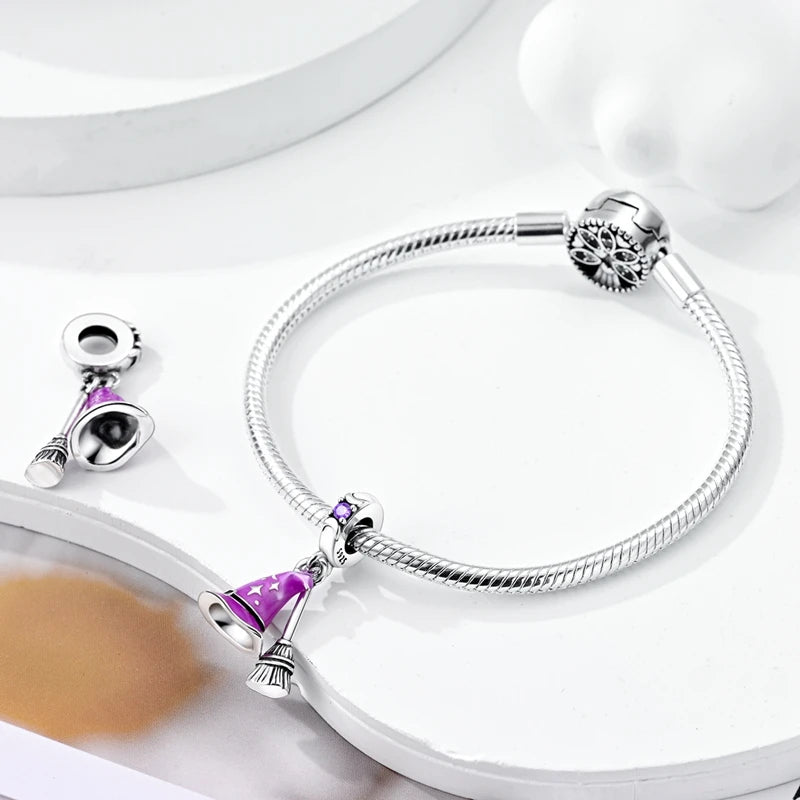 100%Silver Purple Color Series Charms Beads Original Bracelets DIY Jewelry 912349723-C