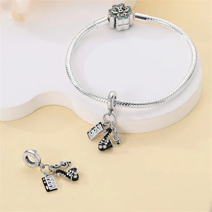 Fashion 925 Sterling Silver Music Series Charms Beads  Original Bracelet Fine DIY Jewelry 912349723-C