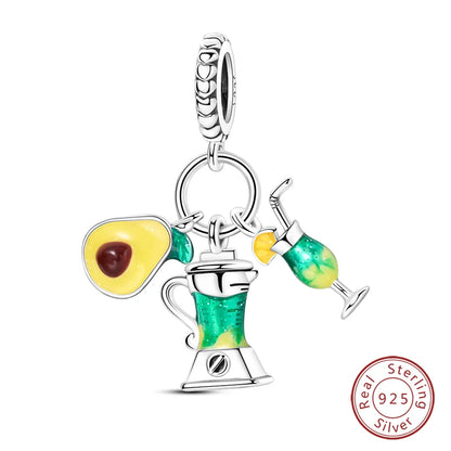 Original Design Charms Colorful fruit beverage series pendant 925 Sliver Bracelet bead DIY Jewelry Gifts 912349723-KJC1230