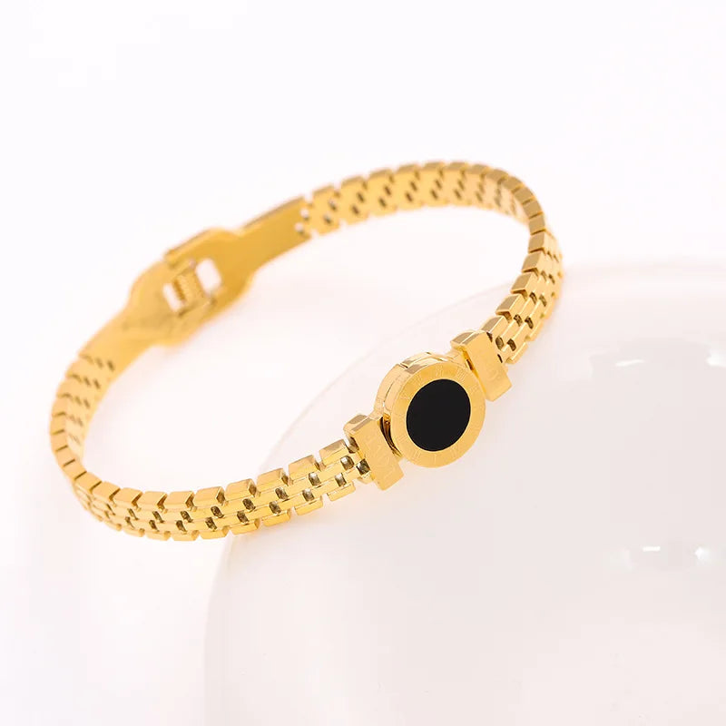 Titanium Steel Stainless Steel Inlaid Zircon Gold Plated Bracelet