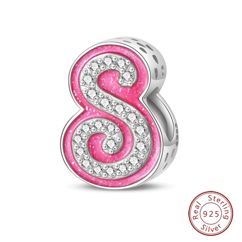 Romantic Shine 26 Letters DIY Love Charms Beads Original Bracelet Fine DIY Jewelry 925 Sterling Silver 912349723-L200S