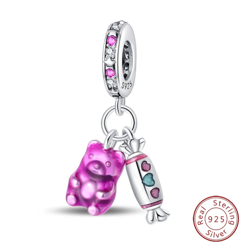 100%Silver Purple Color Series Charms Beads Original Bracelets DIY Jewelry 912349723-C