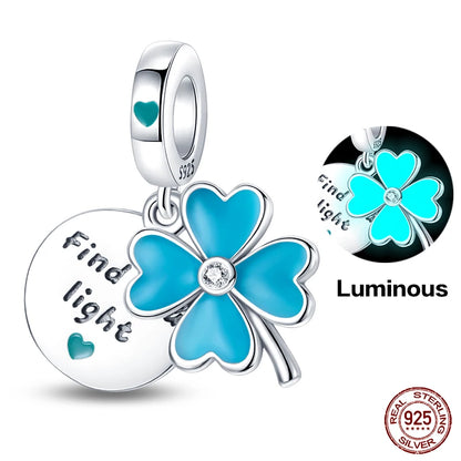 Lucky Four Leaf Clover Series Charms Beads  Original Bracelet Fine DIY Jewelry 925 Sterling Silver 912349723-500S
